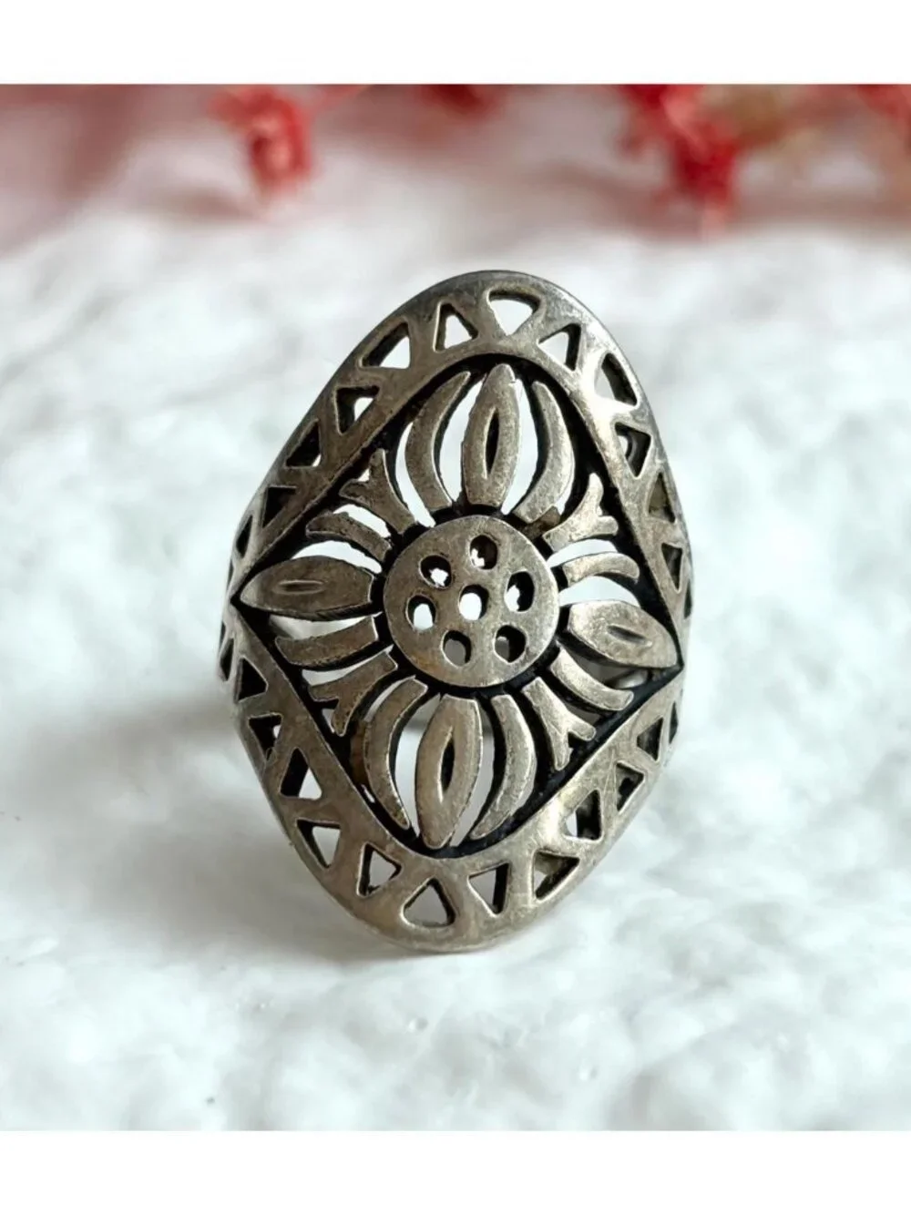 RARE James Avery Flor De Sol Sunflower Sterling Silver 925 Vintage Ring - sz 8